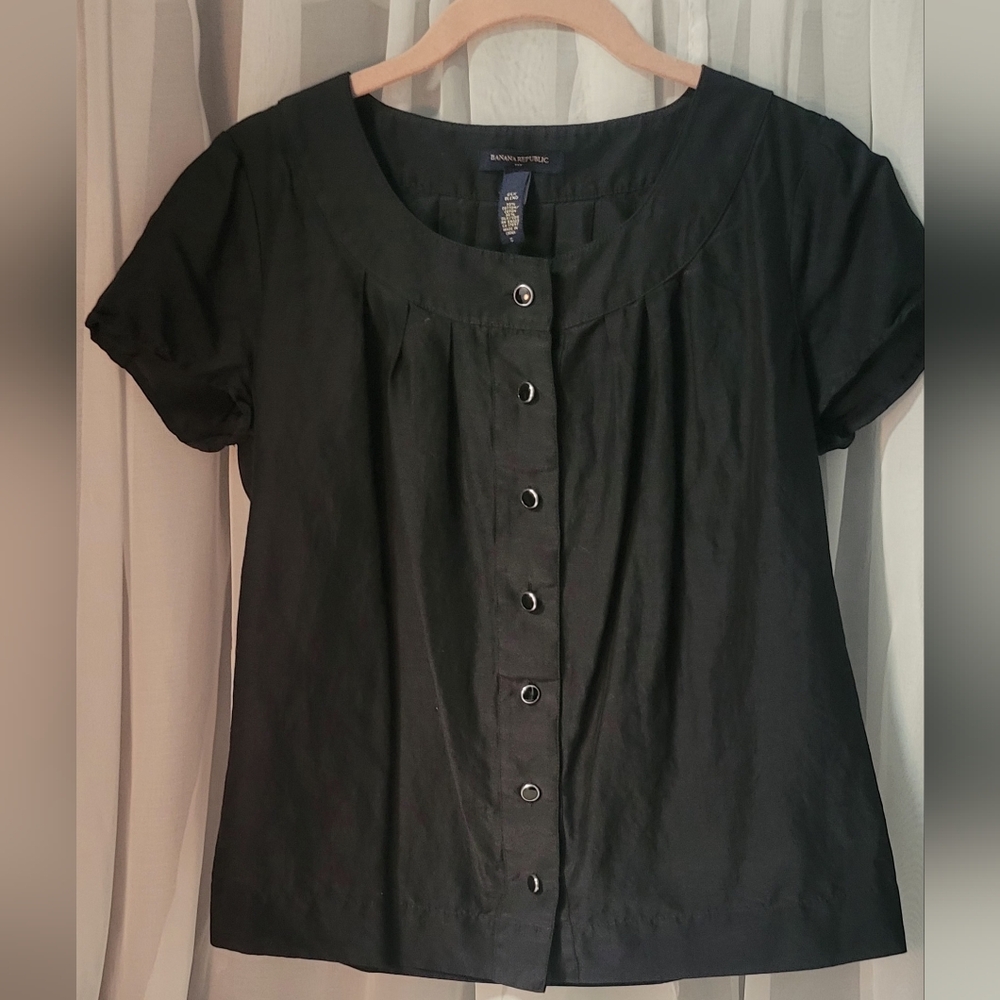 Banana Republic Dark Blouse with Button Detail
